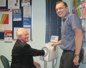 Chairman of The Friends of Chiddingfold Surgery and Dr Watts with the new Blood Pressure Machine